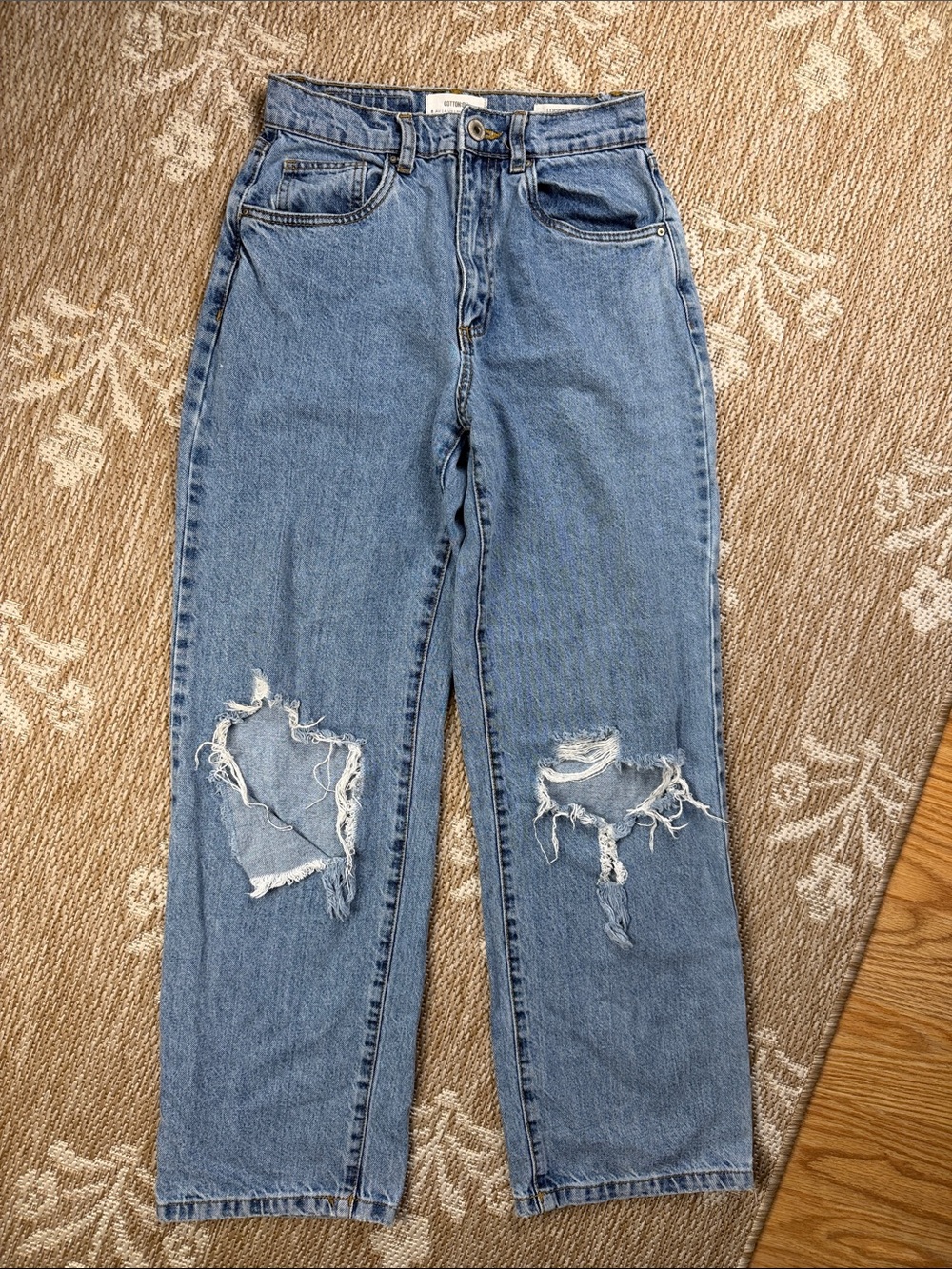 Cotton on Classic High-Rise Distressed Women's Jeans - Light Blue